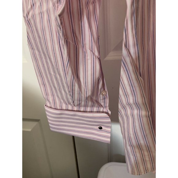 Adolfo Button Up Shirt Men's Size L 16/16 1/2‎ 34/35 Pink Striped - Picture 4 of 8
